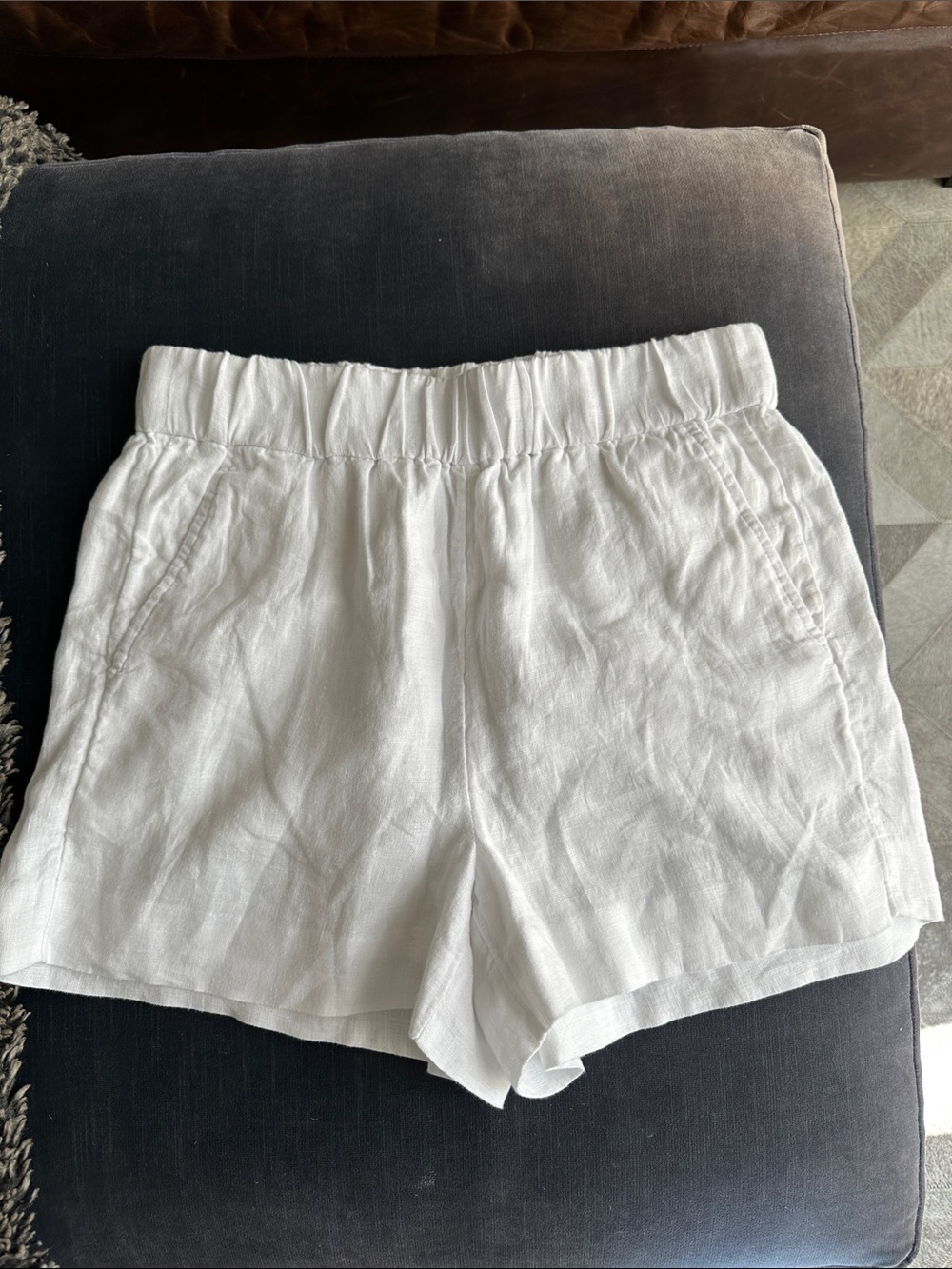 Jcrew Women's White Linen Elastic-Waist Shorts